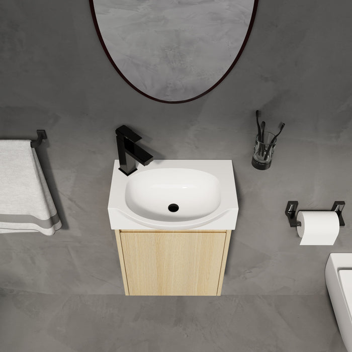 Modern Bathroom Vanity With Ceramic Basin, Wall Mounted Floating Sink Combo, Storage Cabinet