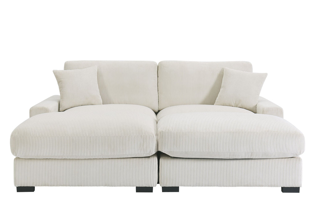 4 Seater Oversized Sectional Sofa With 2 Ottoman And 2 Pillows