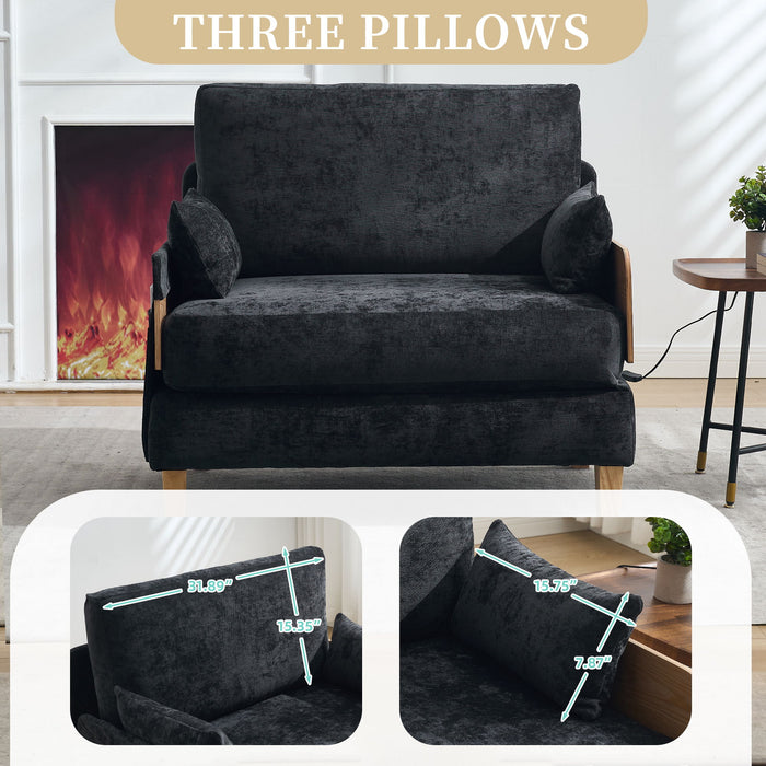 Mid Century Modern Foldable Sofa Bed, 3 In 1 Convertible Sleeper With 3 Pillows