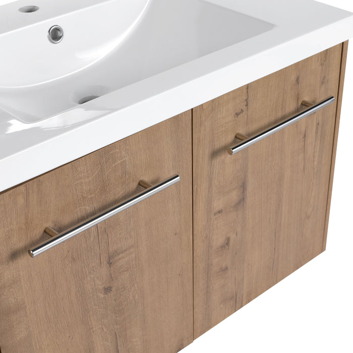 Modern Floating Bathroom Vanity With Resin Sink, Soft Close Doors