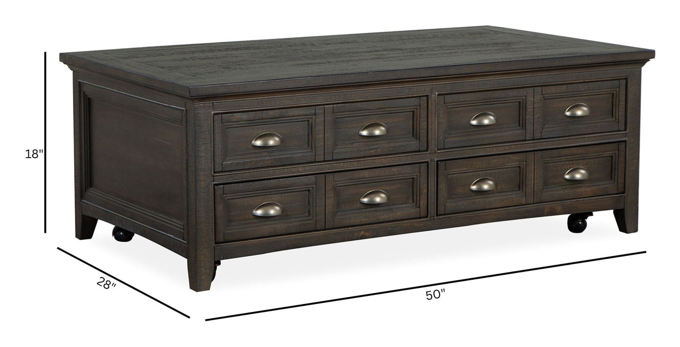 Westley Falls - Lift Top Storage Cocktail Table With Casters - Graphite