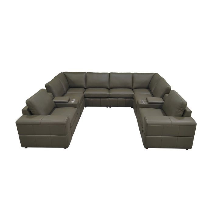 Upholstered Large Arms Sectional With Recliner Seats