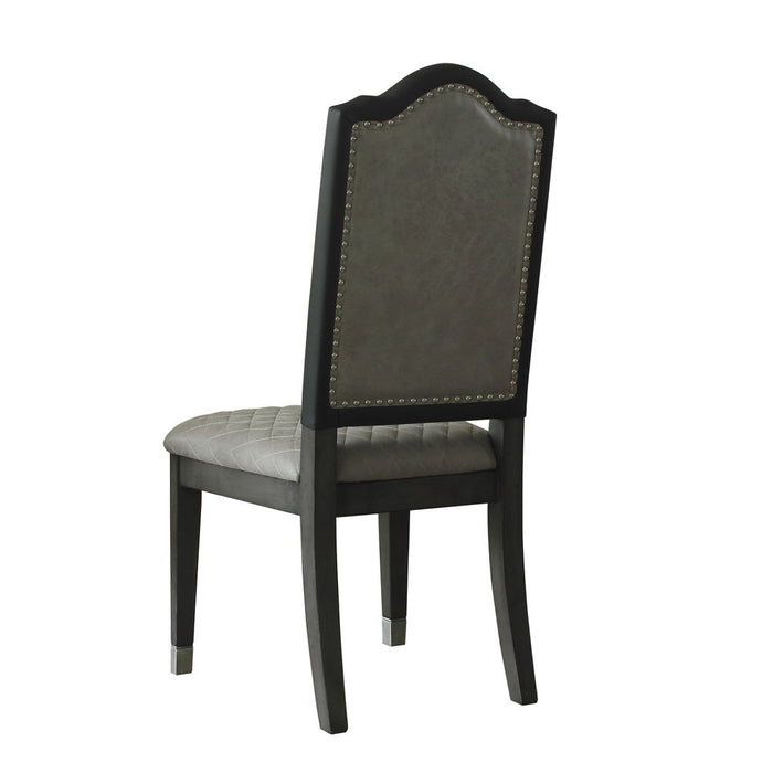 House Beatrice - Side Chair (Set of 2) - Two Tone Gray Fabric & Charcoal