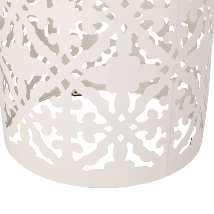 Airy - Outdoor Side Table With Lace Cut Design And Metal Frame