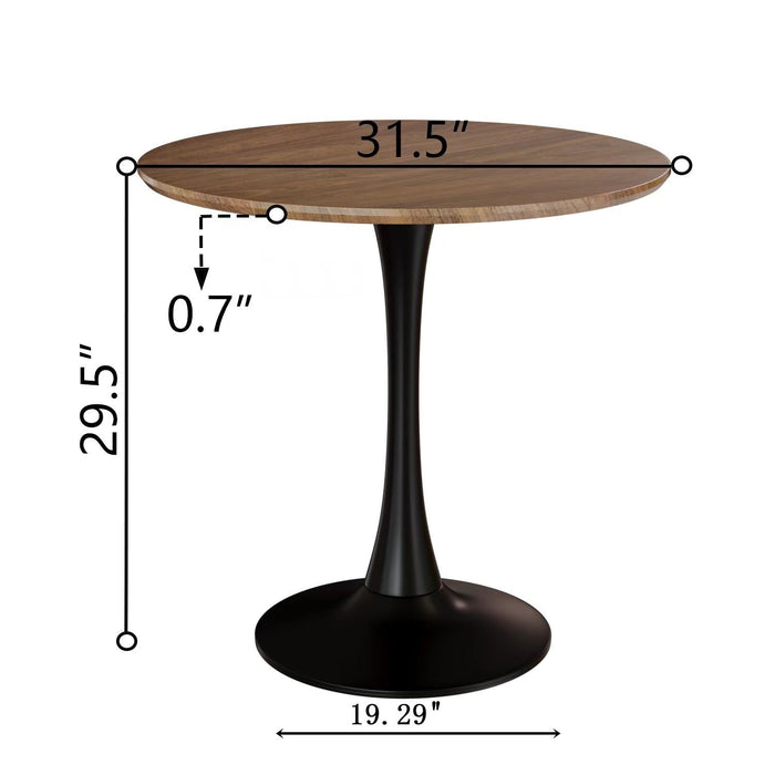 Mid-Century Round Dining Table With Pedestal Base For 2 - 4 People