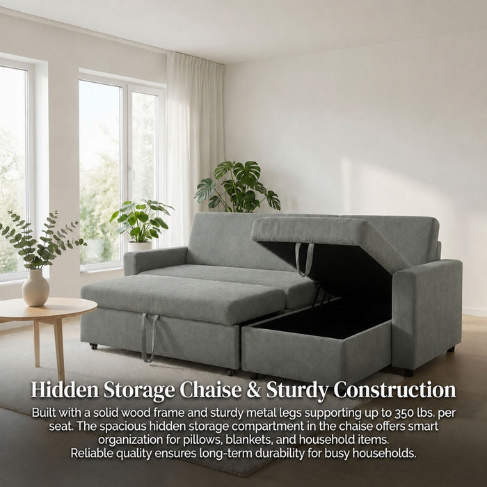 L - Shaped Convertible Sofa Bed With Storage Chaise