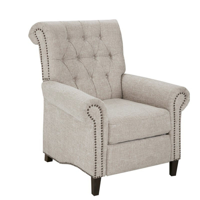 Aidan - Push Back Recliner Chair With Tufted Back And Nailhead Trim - Cream