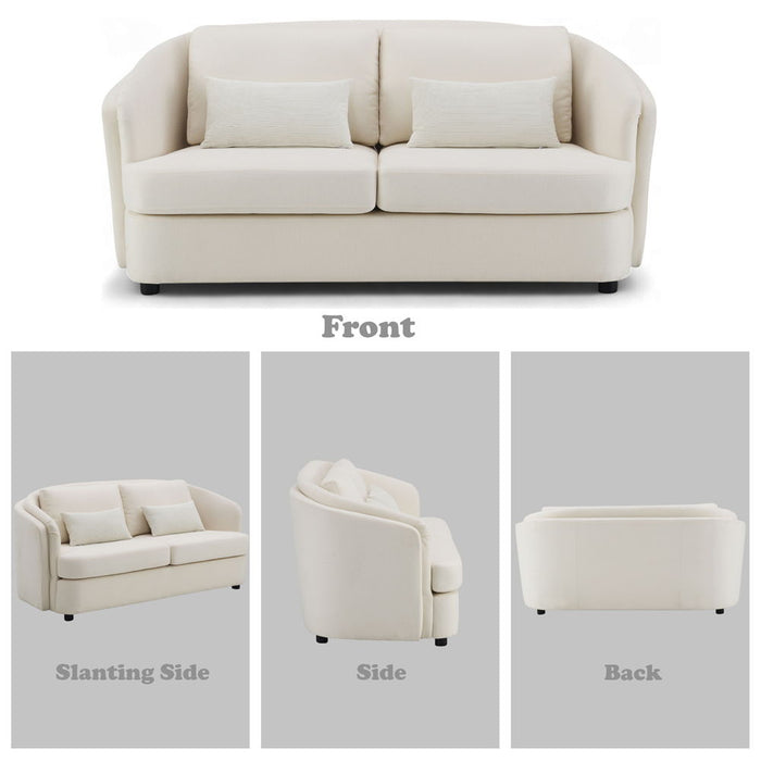 Mariko - Loveseat With 2 Pillows - Beige Linen