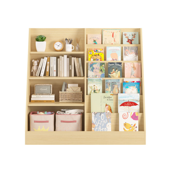 Bookshelf And Toy Storage Organizer, 4 Tier Bookcase With Display Stand For Playroom