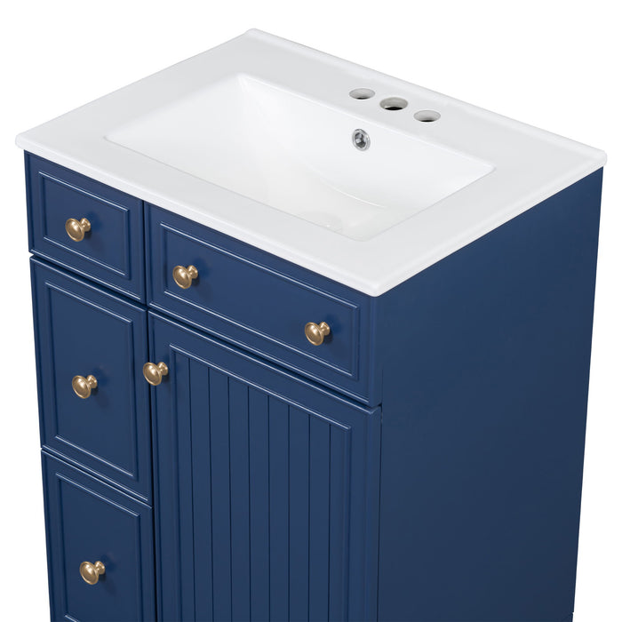 Transitional Style Bathroom Vanity Cabinet With Ceramic Sink