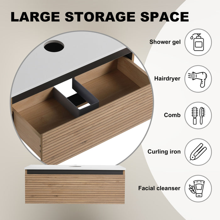 Wall Mounted Bathroom Vanity & 1 Soft Close Drawer (Excluding Sink)