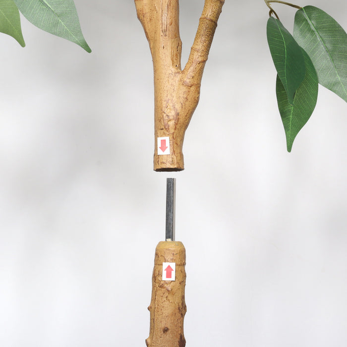 6Ft Artificial Ficus Tree With Natural Trunk In Pot For Indoor Home Office Decor - Green Leaves