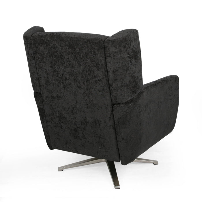 Contemporary Swivel Chair With Wingback Design - Black