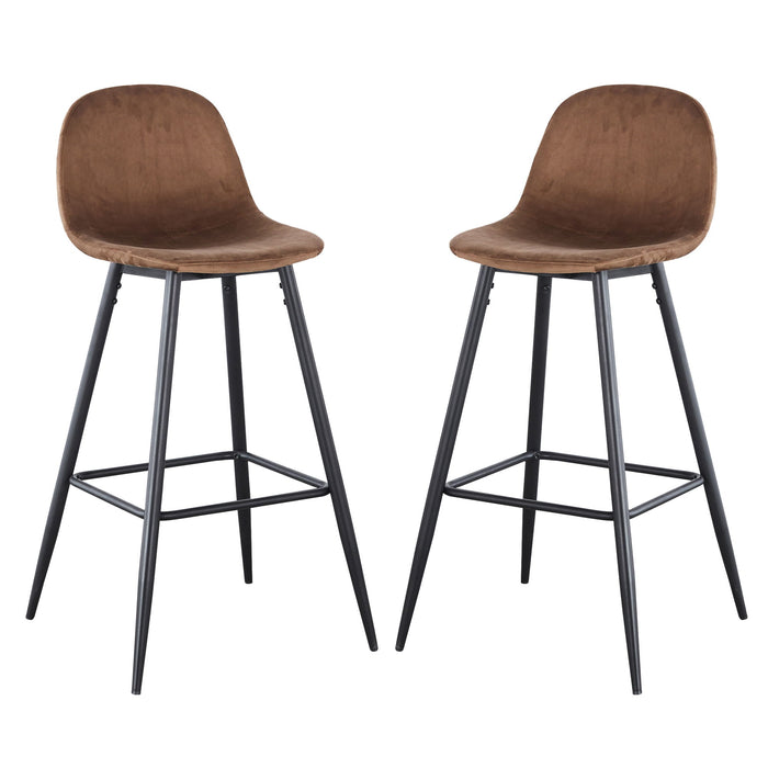 Velvet Barstool With Back (Set of 2)