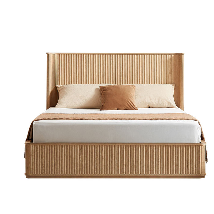 Wave Pattern Headboard Platform Bed Frame