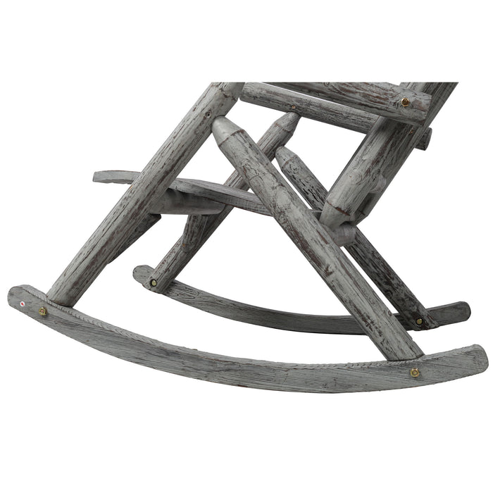 Durable Wooden Porch Rocker, Fir Log Rocking Chair