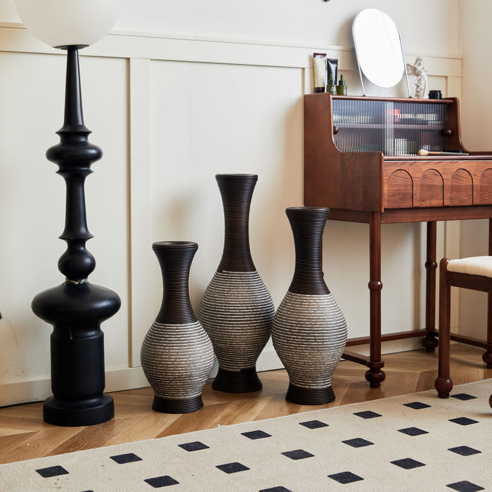 Tall Designer Floor Vase With Elegant 2 Tone