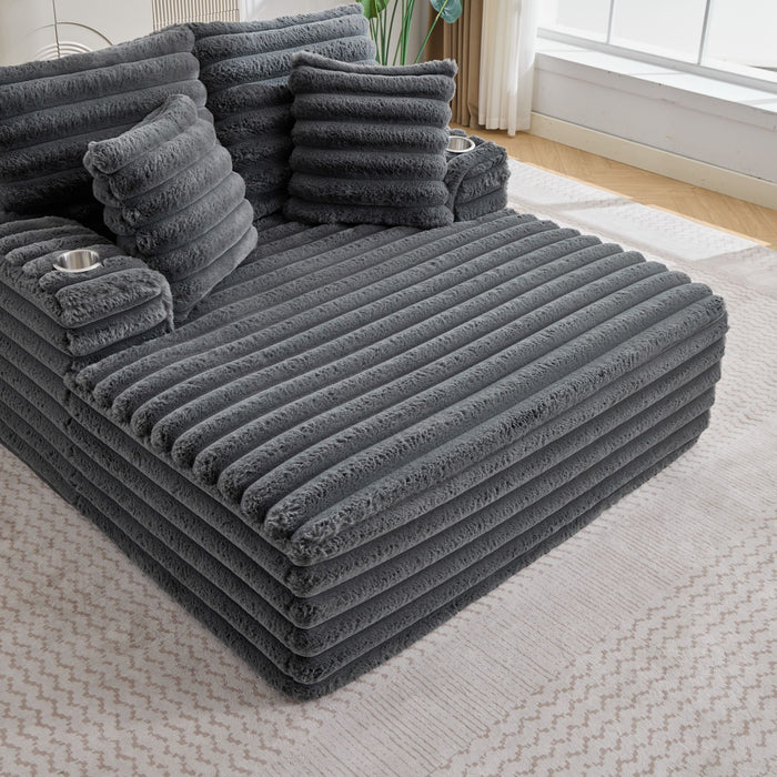 Oversized Chaise Lounge Chair Indoor With Pillows For Living Room