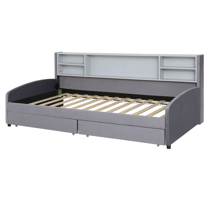 Luxurious Upholstered Platform Bed With Storage Drawers