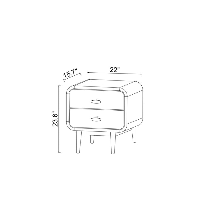 Alexa - Mid-Century Modern Style Night Stand - Brown