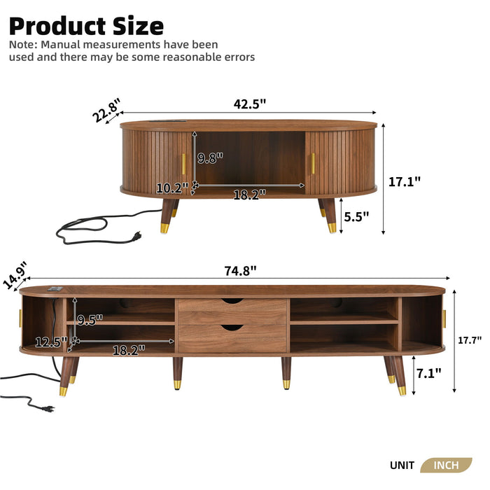 TV Stand & Coffee Table Set With Charging Station