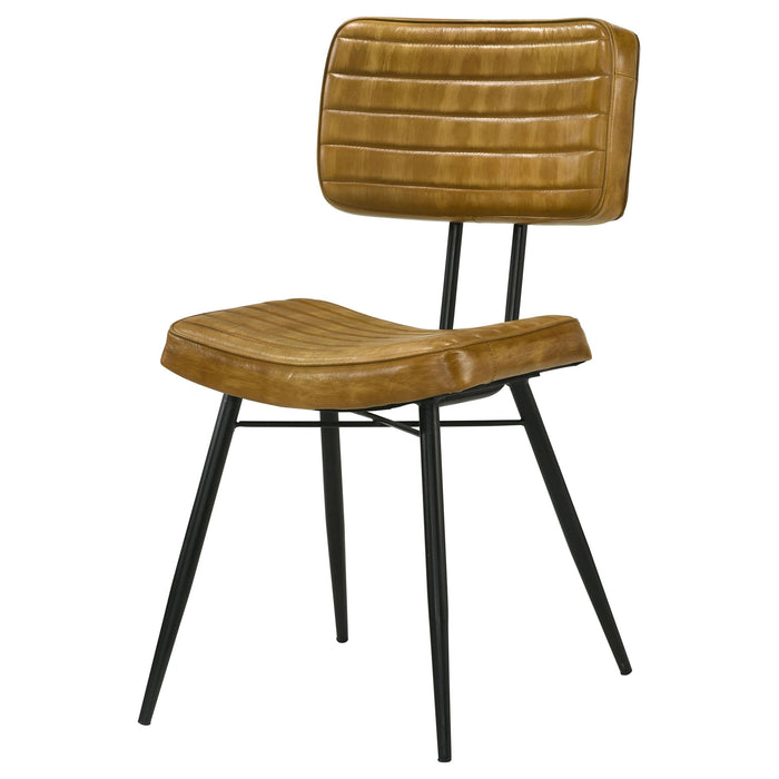 Tufted Side Chairs Upholstery And Tapered Legs (Set of 2) - Camel