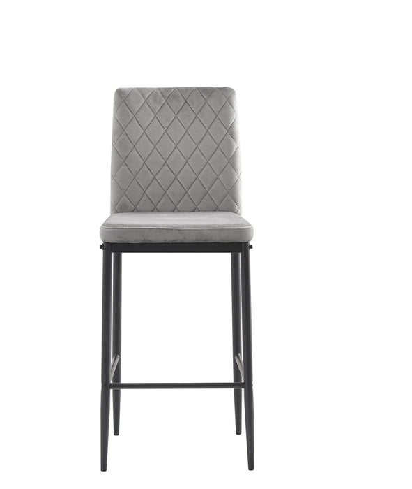 Light Gray Bar Stool, Velvet Stool, Modern Bar Chair, Bar Stool With Metal Legs, Kitchen Stool, Dining Chair, (Set of 2) Set