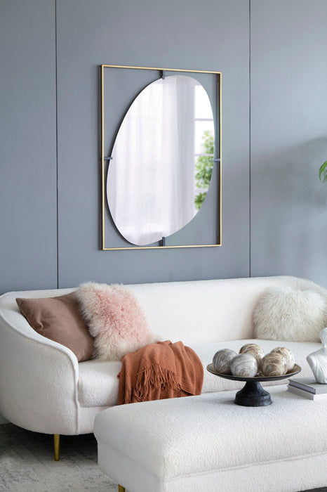 Poppy Mirror With Metal Frame Contemporary Design For Bathroom, Entryway Wall Decor