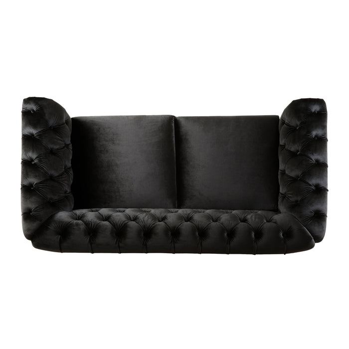 Chesterfield Velvet Loveseat Sofa, 2 Person Rolled Arm Upholstered Couch