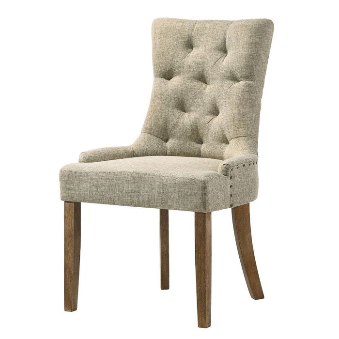 Yotam - Side Chair Set of 2) - Beige Fabric & Salvaged Oak