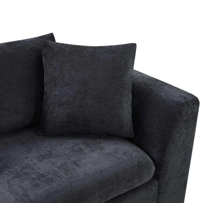 Modern L Shaped Sectional Sofa With Chenille Upholstery And Wooden Storage