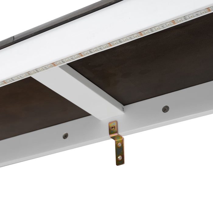 Murphy Bed With LED Light, Foldable Wall Bed Cabinet