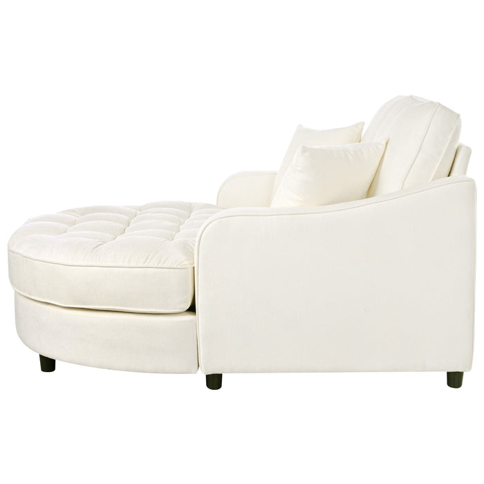 Modern Chaise Lounge Upholstered Sofa Couch With Tufted Seat And Detachable Pillows For Living Room