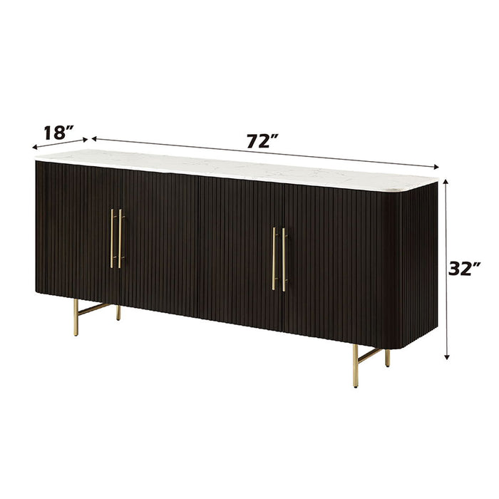Clayten - Server - White Natural Marble Top & Espresso