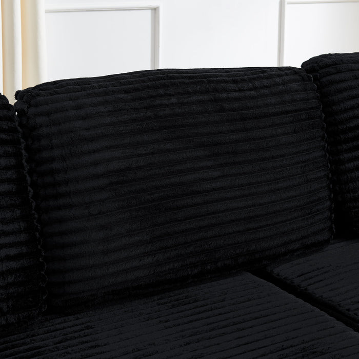 Modern Minimalist L Shape Modular Sectional Sofa, Corduroy Couch