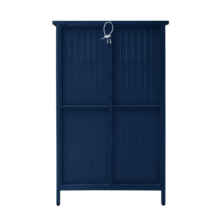 2 Doors Metal Storage Cabinet Display Cabinet With Glass Doors Metal Kitchen Sideboard Buffet Cabinet Glass Storage Cabinet For Dining Room Living Room Bedroom - Dark Blue