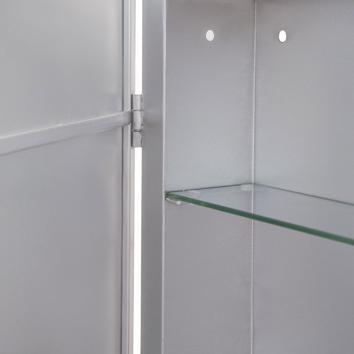 Rectangle Medicine Cabinet Mirror Bathroom Mirror With Storage Wall Mounted Medicine Mirror Cabinet With LED - Sliver