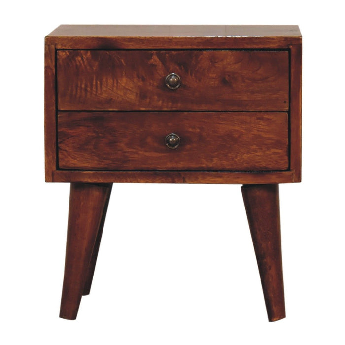 Mini Modern Bedside Table - Chestnut