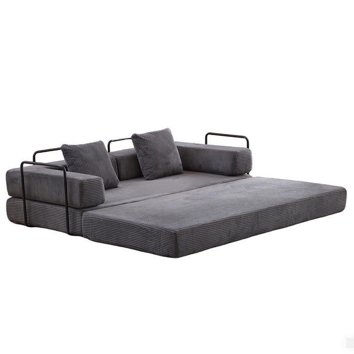 Floor Couch, Convertible Floor Sofa Bed With Pillow Back Support Armrest