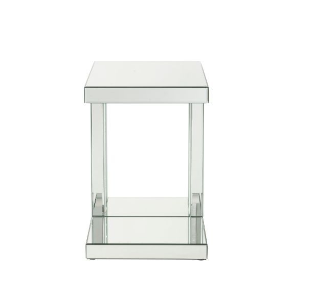 Nysa - 24" Accent Table - Mirrored & Faux Crystals Inlay