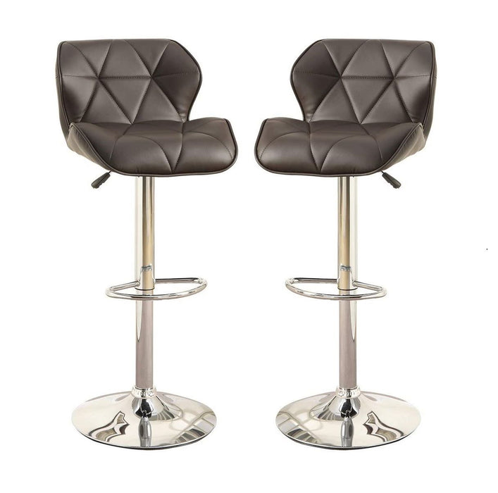 Modern Kitchen Island Stools Brown Faux Leather Stool Counter Height Chairs (Set of 2) Adjustable Height Gas Lift Chrome Base.