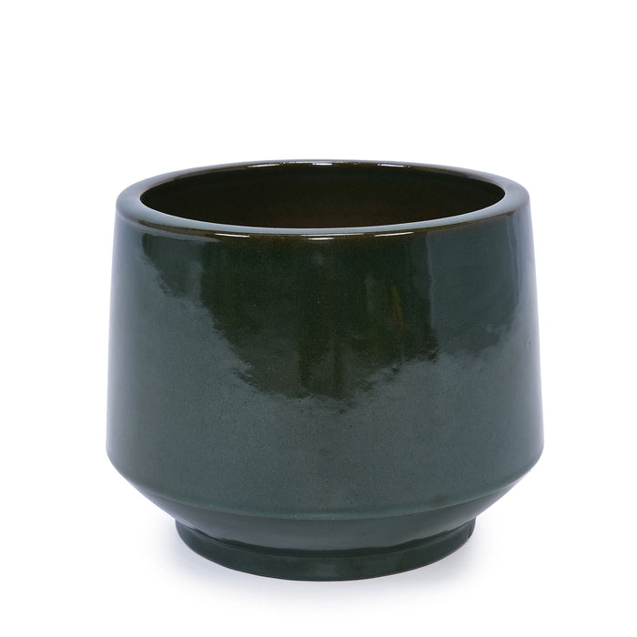 Ceramic Flowerpot, Planter For Patio, Garden, Windowsill (Set of 3) - Antique Green