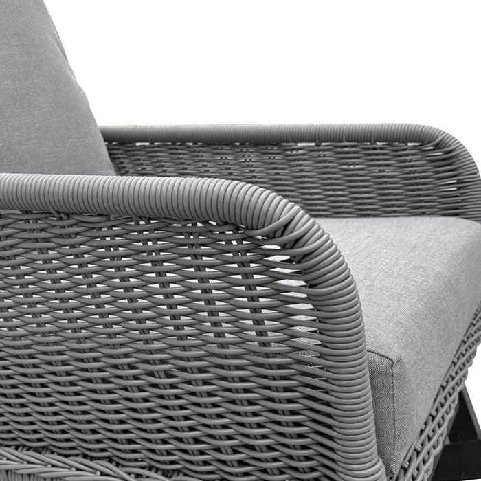 Contemporary Minimalist Wicker Rocking Chair With Soft Cushions And Durable Wooden Frame