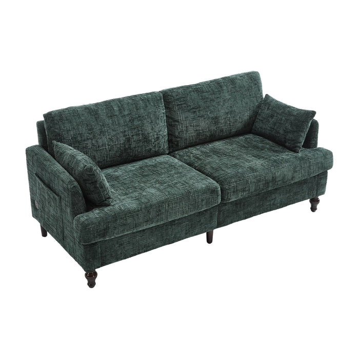 Chenille 2 Seater Sofa With LED Light, USB Charging Port, And Storage Bag
