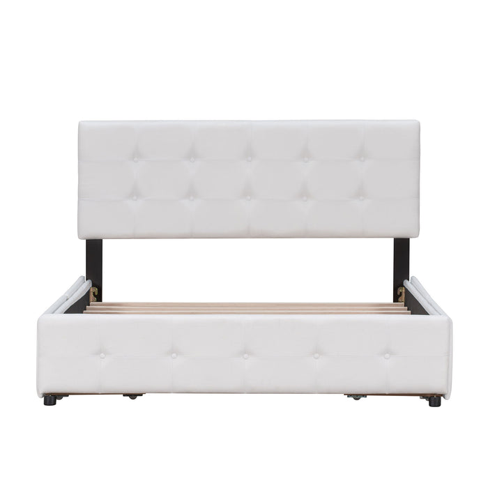 Upholstered Platform Bed With Classic Headboard And Drawers, No Box Spring Needed