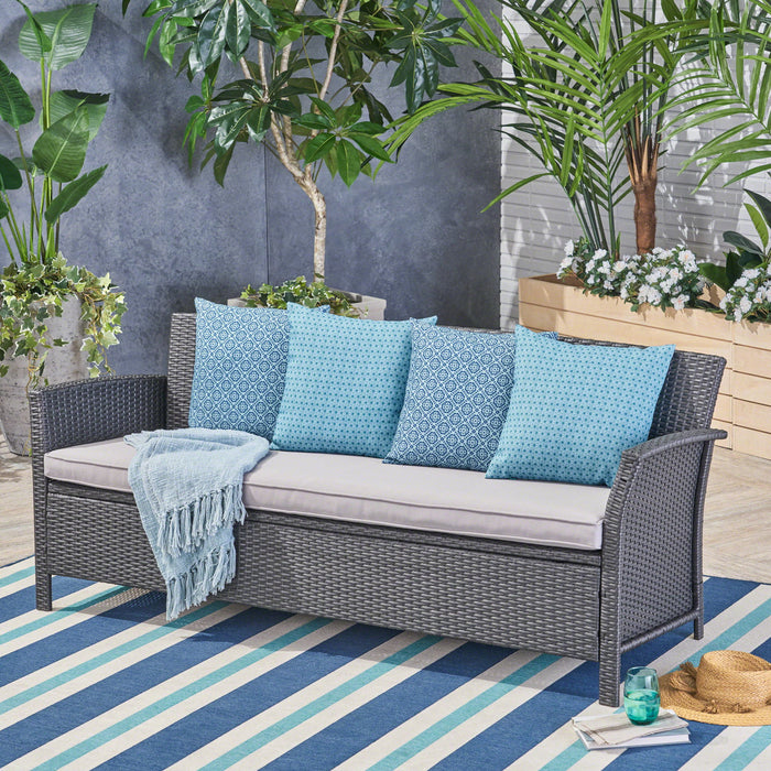Thalassa - Outdoor 3 Seater Sofa With Water Resistant Cushion - Gray / Black