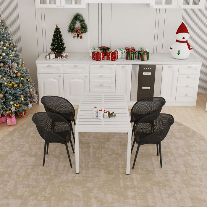 4 Pack Lounge Chair Set With Long Table