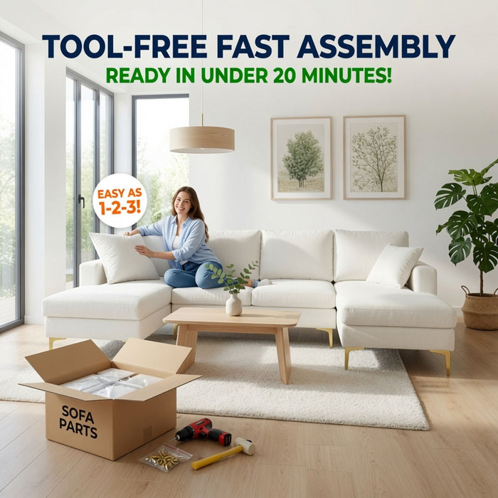 U - Shaped Sectional Sofa With Double Chaise