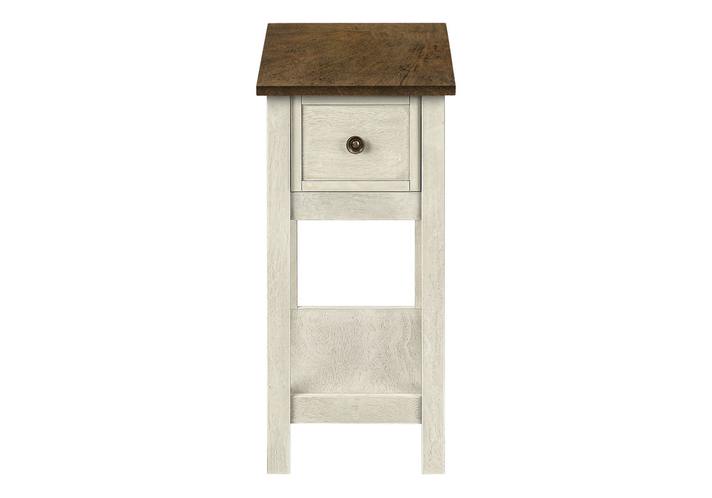 Accent End Table, 2 Tier, Narrow, Lamp, Storage Drawer, Charming Design