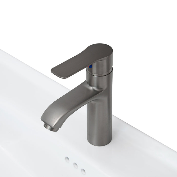 Modern Freestanding Bathroom Vanity With Ceramic Sink, Hot And Cold Faucet, Storage Cabinet & Open Shelf